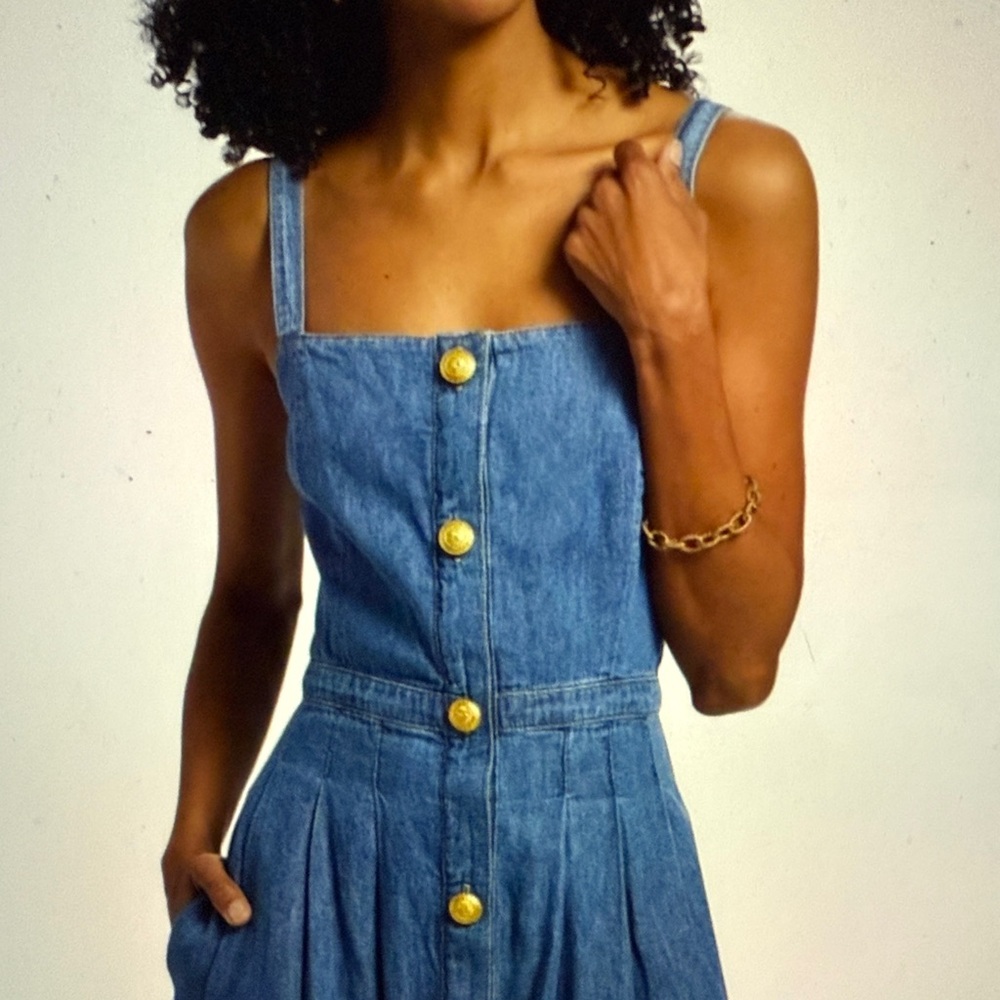 L'AGENCE Esmeralda Denim Midi Dress - Picture 4 of 5